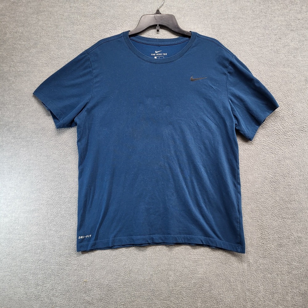 Nike Men Shirt Large Blue Logo Swoosh Short Sleeve Tee